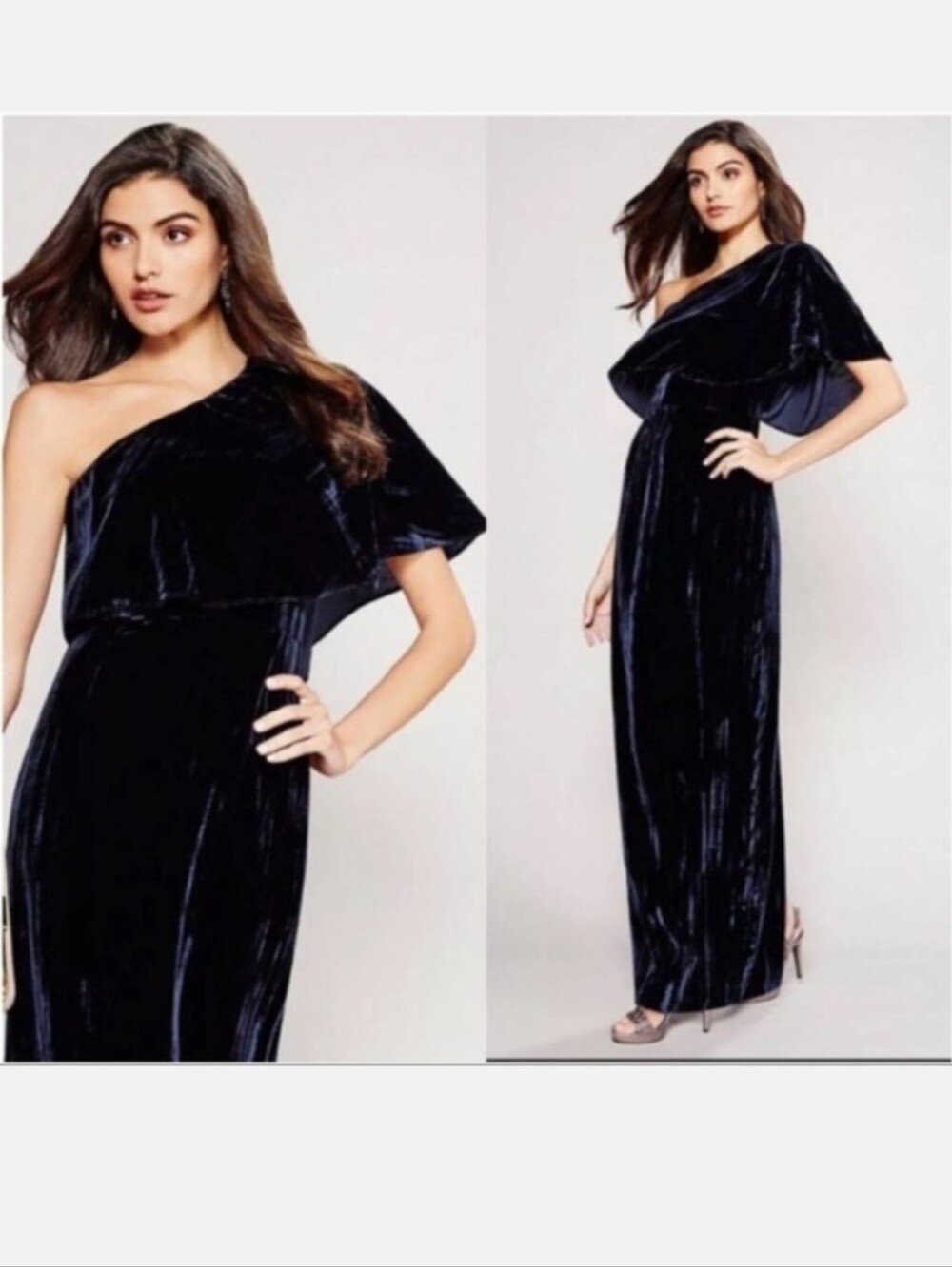 Adrianna Papell velvet one shoulder gown Sz 6